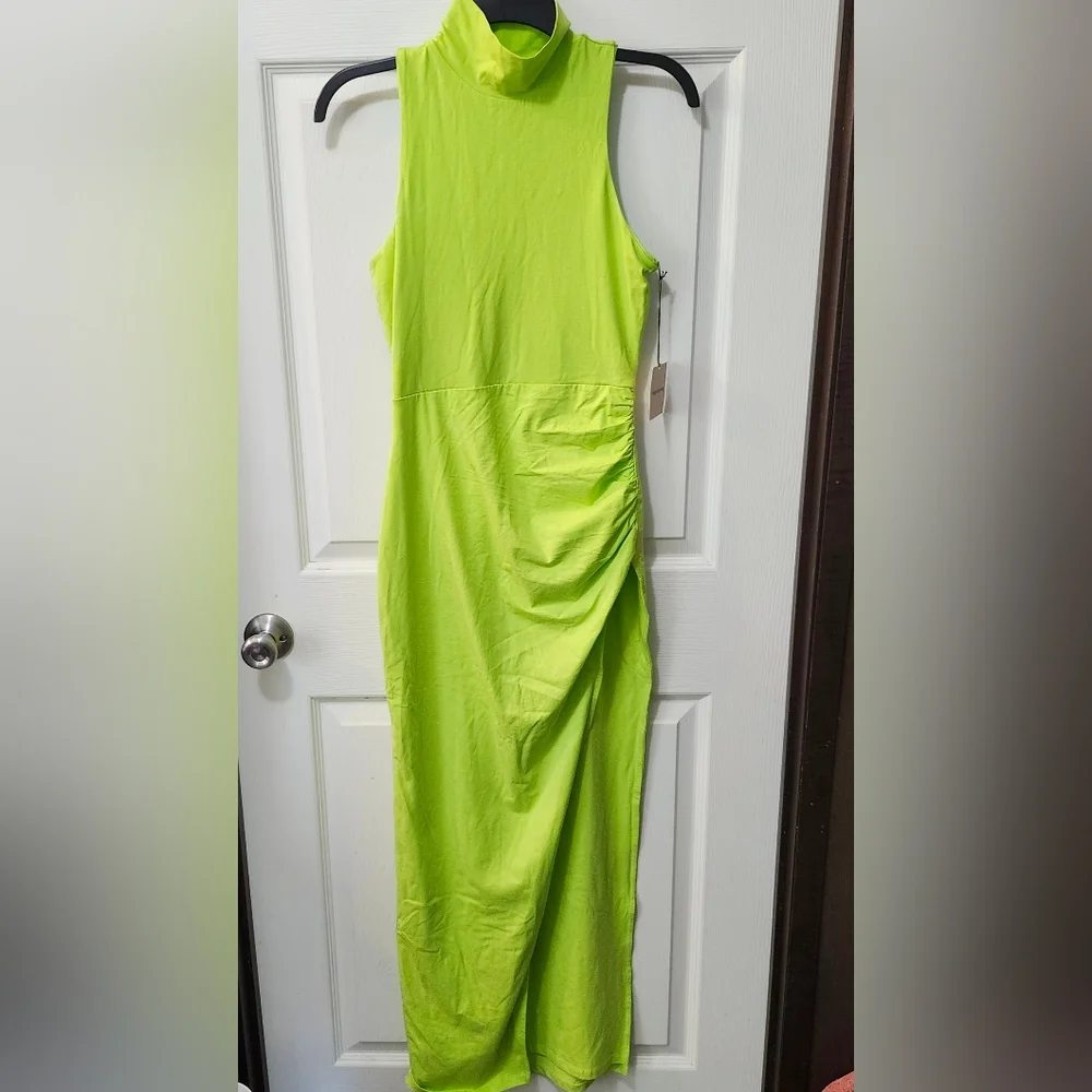 NWT Revolve Superdown Green Janet Slit Bodycon Sleeveless Turtleneck Dress Sz XS - Picture 4 of 9
